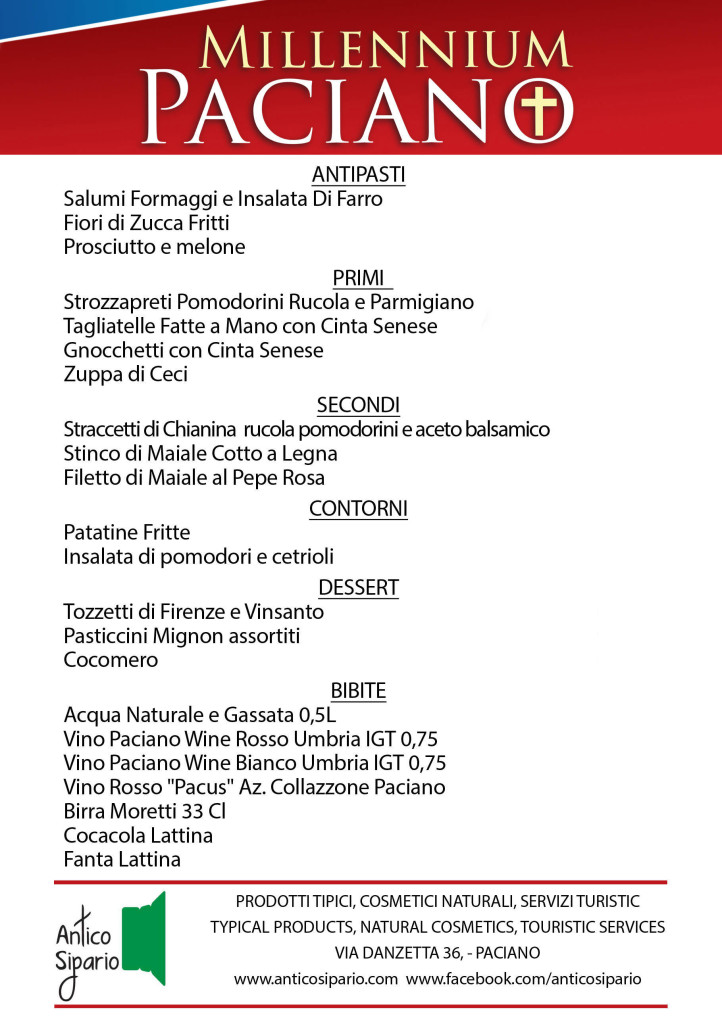 Menu Italiano senza prezzi